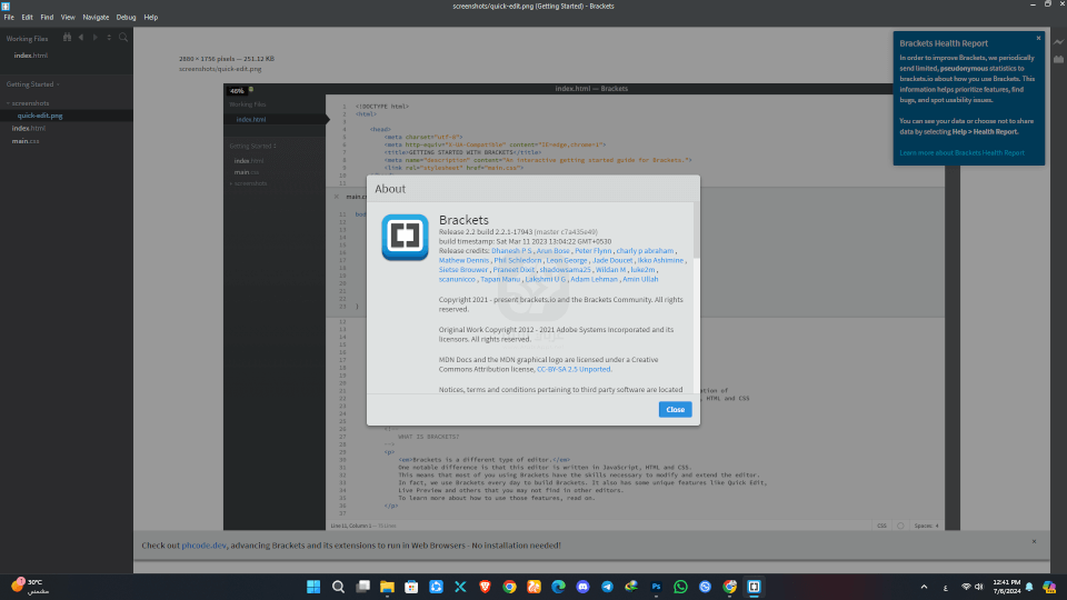 برنامج Brackets للكمبيوتر