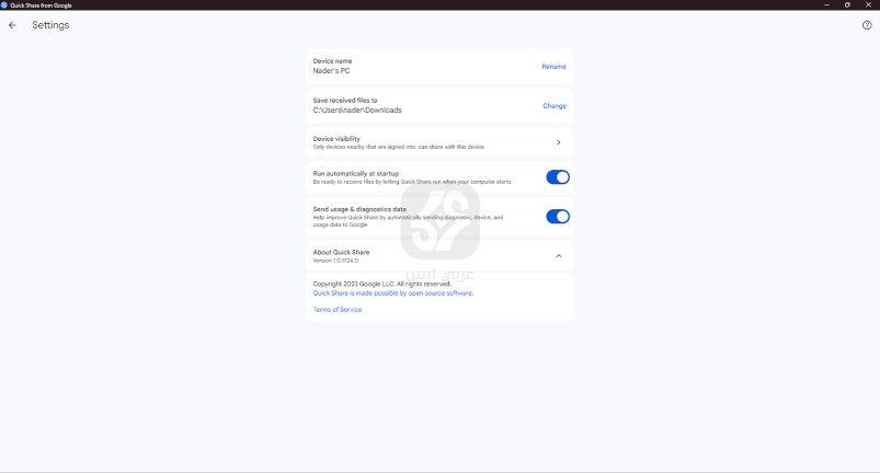 برنامج Quick Share للكمبيوتر